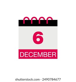 6 december calendar date icon vector eps