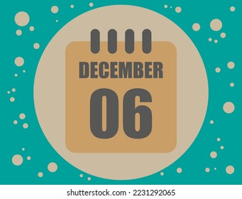 6 december calendar vector. Calendar icon for the month of December with circle. Banner for holidays and commemorative dates