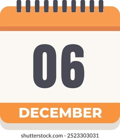 6 December- Daily Calendar Icon design Yellow