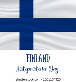 6 December, Finland Independence Day background in national flag color theme. Celebration banner with waving flag. Vector illustration