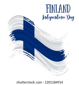 6 December, Finland Independence Day background in national flag color theme. Celebration banner with waving flag. Vector illustration