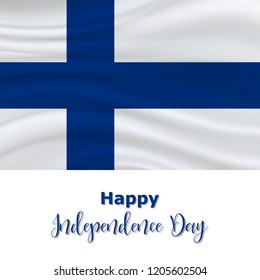 6 December, Finland Independence Day background in national flag color theme. Celebration banner with waving flag. Vector illustration