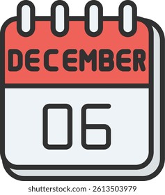 6 December Outline Filled Style Icon
