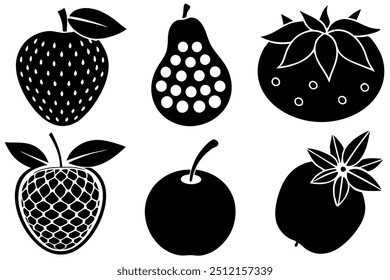 6 defference a fruits silhuette vector 