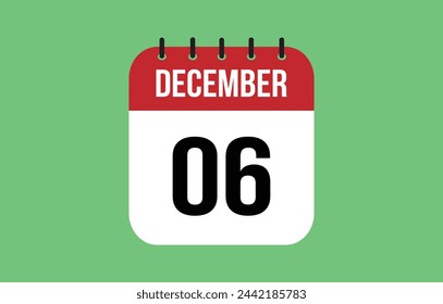 6 Desember Calendar. Desember Calendar Vector Illustration.