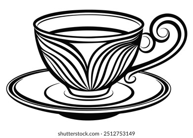 6 difference stylish tea cup vector illustration