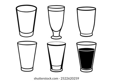 6 different glassses vector on white background