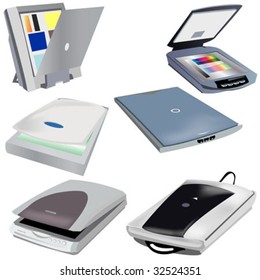 6 different scanners vector illustration images