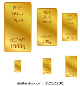 6 different size of fine gold