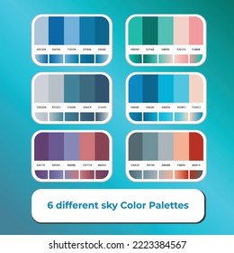 6 different sky color palettes with gradient color