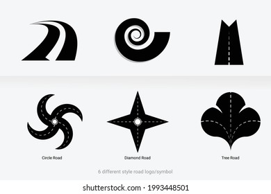 6 different style road logo-symbol
Isolated black color road on white background vector illustrations set