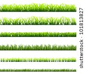  6 different types of green grass for design.Vector eps10