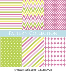 6 different vector seamless patterns (tiling). Endless texture can be used for wallpaper, pattern fills, web page background,surface textures. Geometric ornaments.