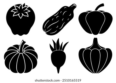 6 Ilustración vectorial de silueta vegetal diferente