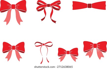6 diferentes arcos de Navidad Vector en color rojo.