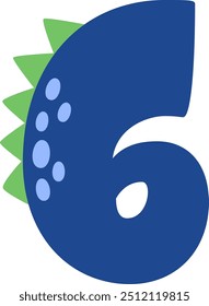 6 Dinosaurio Estilo Digit Ilustración vectorial