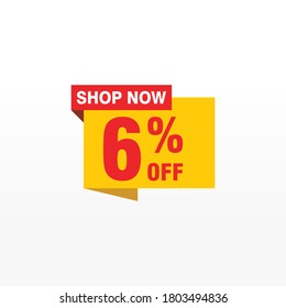 6 descuento, insignias de vectores de venta para etiquetas, , pegatinas, carteles, etiquetas, etiquetas web, nueva oferta. Banner de signo de origami de descuento