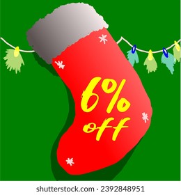 6% discount sock and christmas promotion red green white flashing flashing on the wall