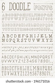 6 doodle vector fonts. Alphabet.