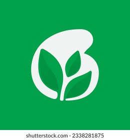 6 eco logo. Number six with green leaves. Negative space agriculture icon. Lush foliage emblem. Vector template for seeds growing company, summer posters, waste recycling identity, nature labels. - Shutterstock ID 2338281875