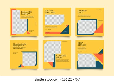 6 Editable square banner layout template. modern promotion square web banner for social media.
