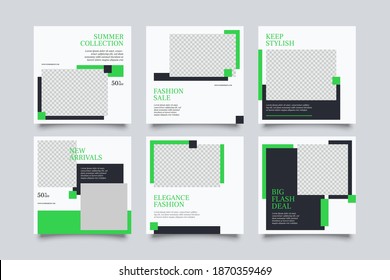 6 Editable square banner layout template. modern promotion square web banner for social media.
