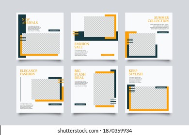 6 Editable square banner layout template. modern promotion square web banner for social media.
