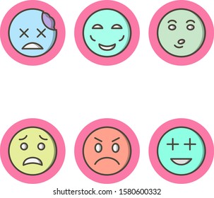 6 Emoji Icons Sheet Isolated On Stock Vector (Royalty Free) 1580600332 ...