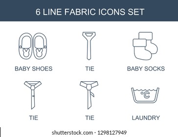 6 fabric icons. Trendy fabric icons white background. Included line icons such as baby shoes, tie, baby socks, laundry. fabric icon for web and mobile.