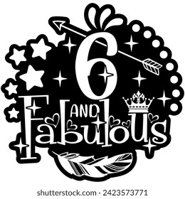 6 and fabulous black vector graphic design and cut file