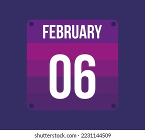 6 february calendar date. Calendar icon for february. Banner for holidays and special dates