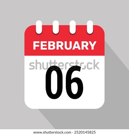 6 february calendar icon vector illustration background graphic design.