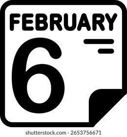 Calendario 6 de febrero Icono minimalista semisólido