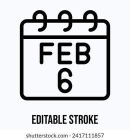 6 February Calendar, Vector Calendar Icon.