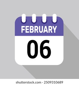 6 february calender icon text page monthly web design.