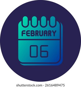 6 February Glyph Circle Gradient Icon