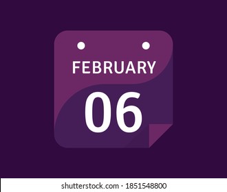 6 February, February 6 icon Single Day Calendar Vector illustration