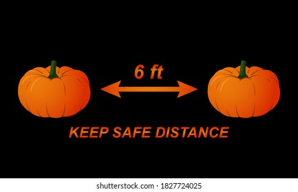 6 feet social distancing warning at the Halloween party vector icon.