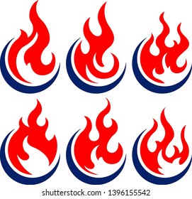 6 fire icon with round bottom design element on white background