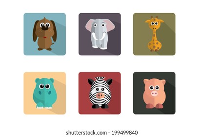 6 flat animal vectors