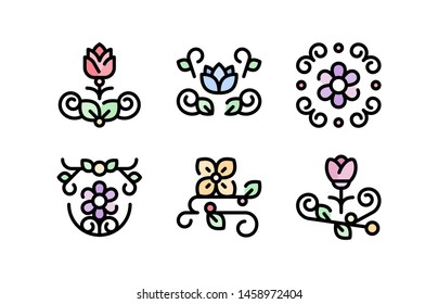 6 Floral Design Icons Vector Pack