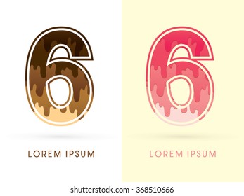 6 Font Number, Chocolate and strawberry melt graphic vector