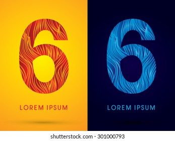 6 ,Font ,Text, designed using line fire and cool, graphic vector.