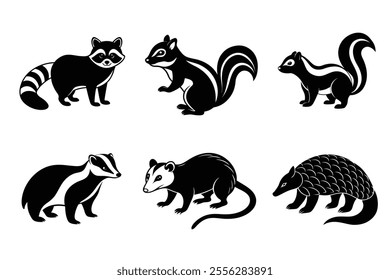 6 forest animal silhouette vector illustration 