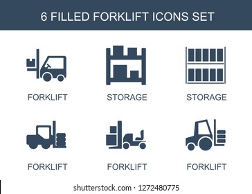 6 Forklift Icons Trendy Forklift Icons: vector de stock (libre de