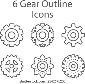 6 Gear Outline Icon vector design 