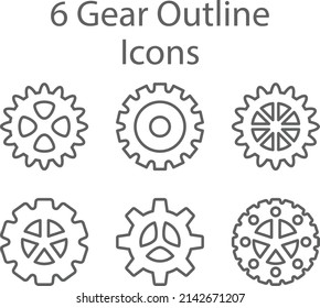 6 Gear Outline Icon vector design 