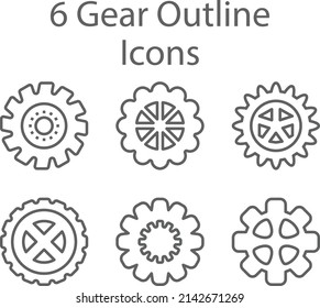 6 Gear Outline Icon vector design 