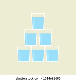 6 glass of drinking water.  Vector illustration