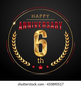 6 golden anniversary logo, low poly design number
